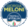 CERCHIO CON MARGINE DI COLORE BLU SCURO, CONTENENTE NELLA PARTE SUPERIORE LA SCRITTA “GIORGIA MELONI” E IN BASSO AL CENTRO LA SCRITTA “FRATELLI D’ITALIA” E UNA FIAMMA TRICOLORE